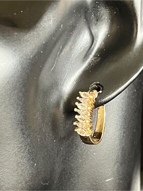 1990s PAJ Prime Art & Jewel Golden CZ Hinged Post Earrings